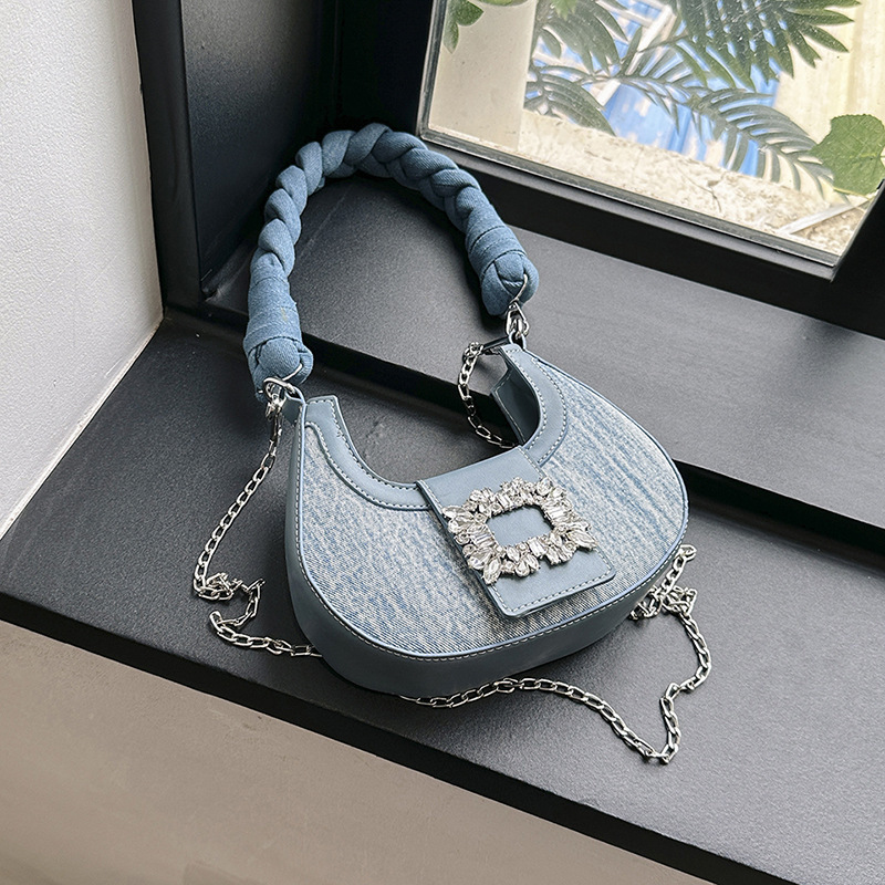 Square Buckle Crescent Twist Braid Women's Bag - Image 5